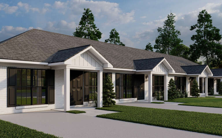 Traditional Fourplex Plan - 735 Square Feet, 2 Bedrooms, 1 Bathroom ...