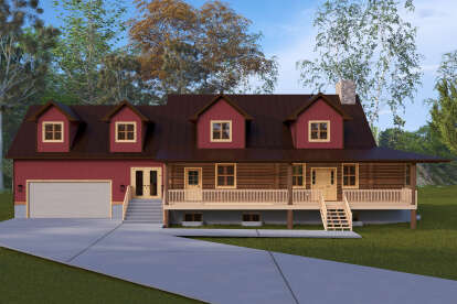 Cabin House Plan #2802-00378 Elevation Photo