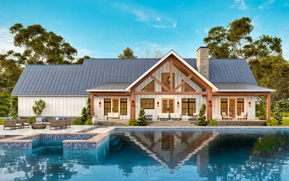 Modern Farmhouse House Plan #4195-00079 Elevation Photo