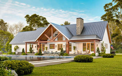 Modern Farmhouse House Plan #4195-00079 Elevation Photo