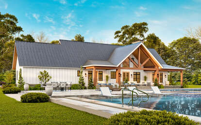 Modern Farmhouse House Plan #4195-00079 Elevation Photo
