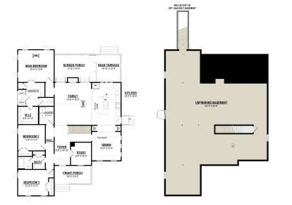 Main Floor w/ Basement Stairs Location for House Plan #6261-00073