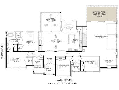 Main Floor w/ Optional 3 Car Garage for House Plan #940-01271