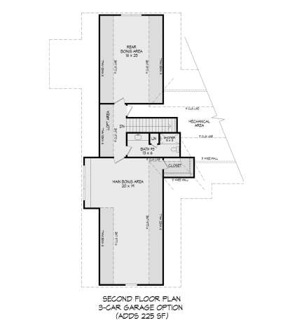 Second Floor Above Optional 3 Car Garage for House Plan #940-01272
