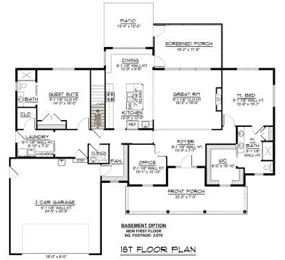 Main Floor w/ Basement Stair Location for House Plan #5032-00337