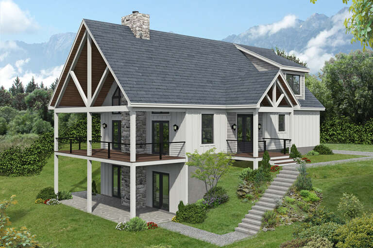 House Plan House Plan #32745 Angled Front Elevation 