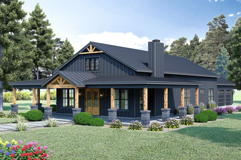 House Plan House Plan #32749 Angled Front Elevation 