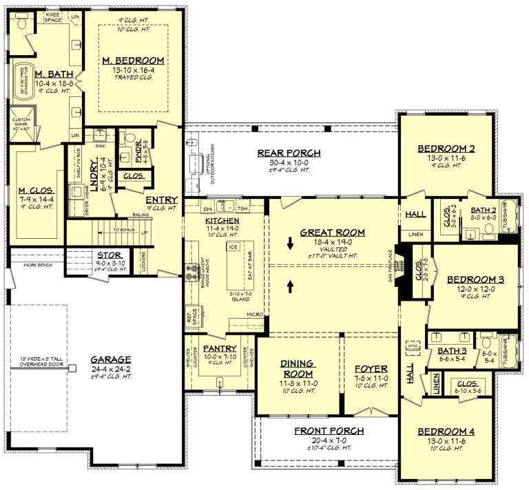 Modern Farmhouse Plan - 2,615 Square Feet, 4 Bedrooms, 3.5 Bathrooms ...