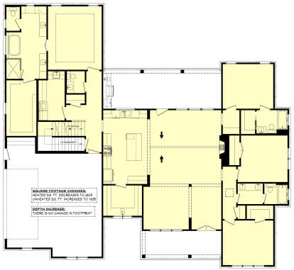 Main Floor w/ Basement Stairs Location for House Plan #041-00386