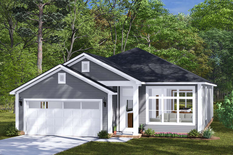 House Plan House Plan #32763 Angled Front Elevation 