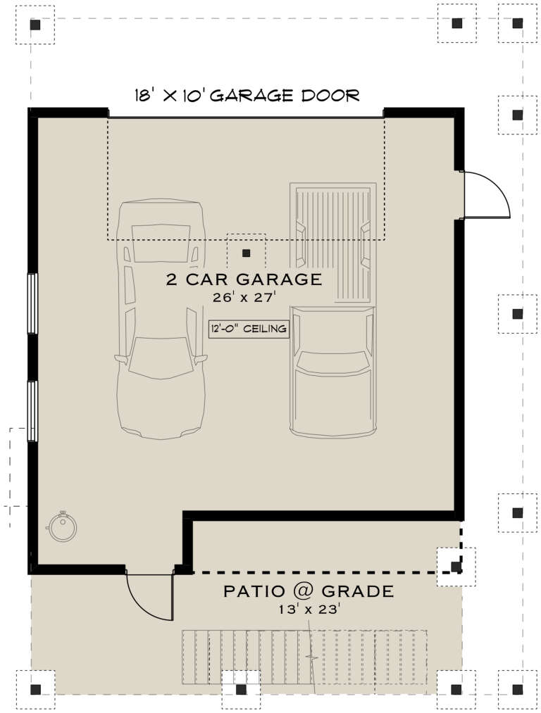 Modern 2 Car Garage Plan - 1,646 Square Feet, 2 Bedrooms, 1 Bathroom ...