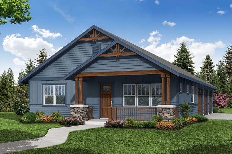 House Plan House Plan #32818 Angled Front Elevation 