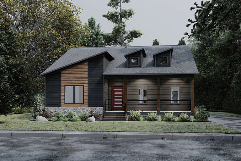 House Plan House Plan #32820 Angled Front Elevation 