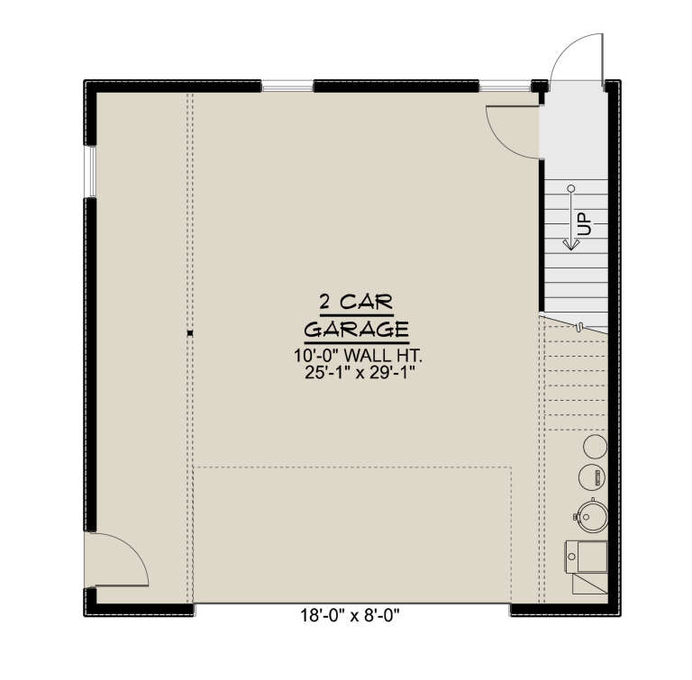 Modern 2 Car Garage Plan - 1,674 Square Feet, 2 Bedrooms, 1 Bathroom ...