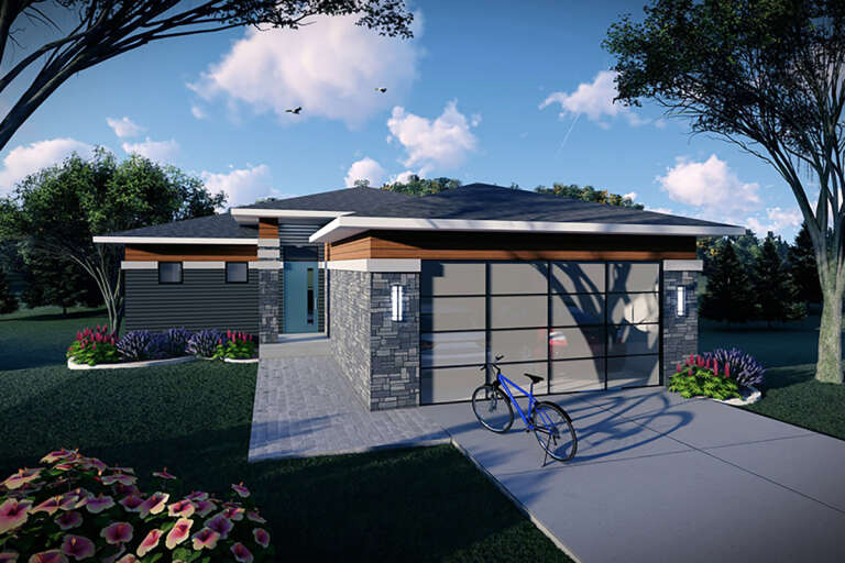 House Plan House Plan #32834 Angled Front Elevation 