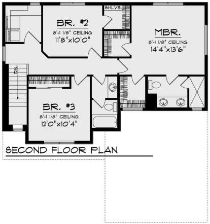 Second Floor for House Plan #1020-00374