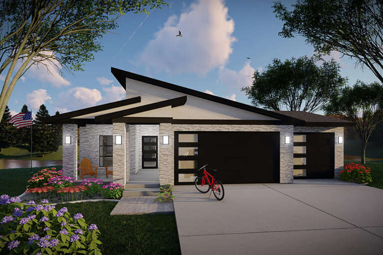 House Plan House Plan #32845 Angled Front Elevation 