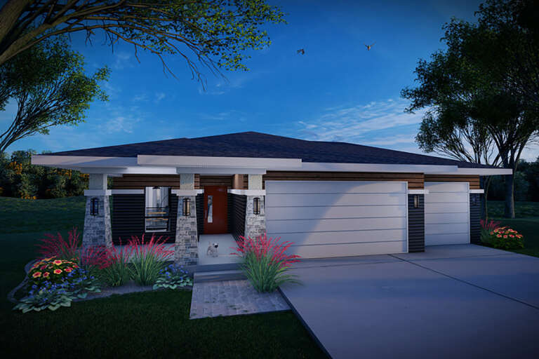 House Plan House Plan #32848 Angled Front Elevation 