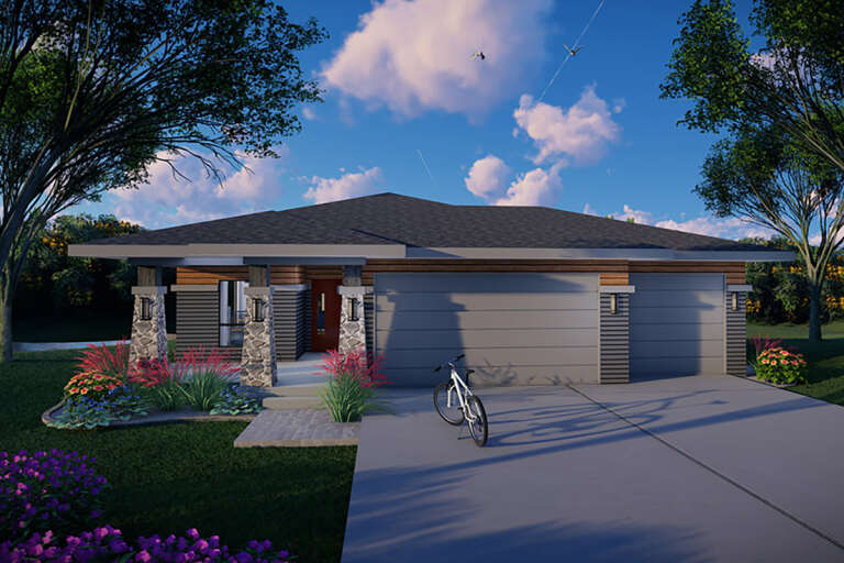 House Plan House Plan #32849 Angled Front Elevation 