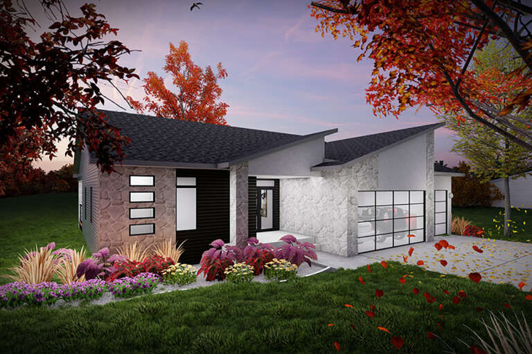 House Plan House Plan #32850 Angled Front Elevation 