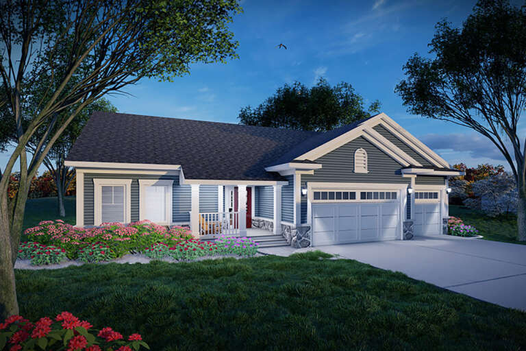 House Plan House Plan #32852 Angled Front Elevation 