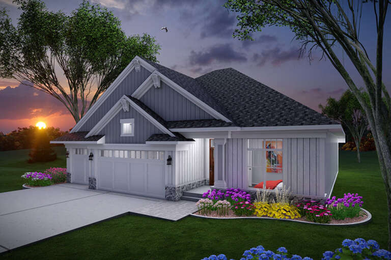 House Plan House Plan #32859 Angled Front Elevation 