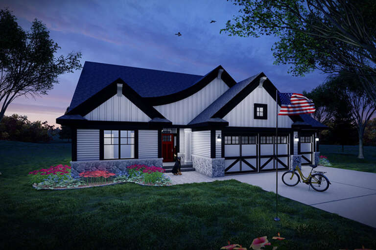 House Plan House Plan #32864 Angled Front Elevation 
