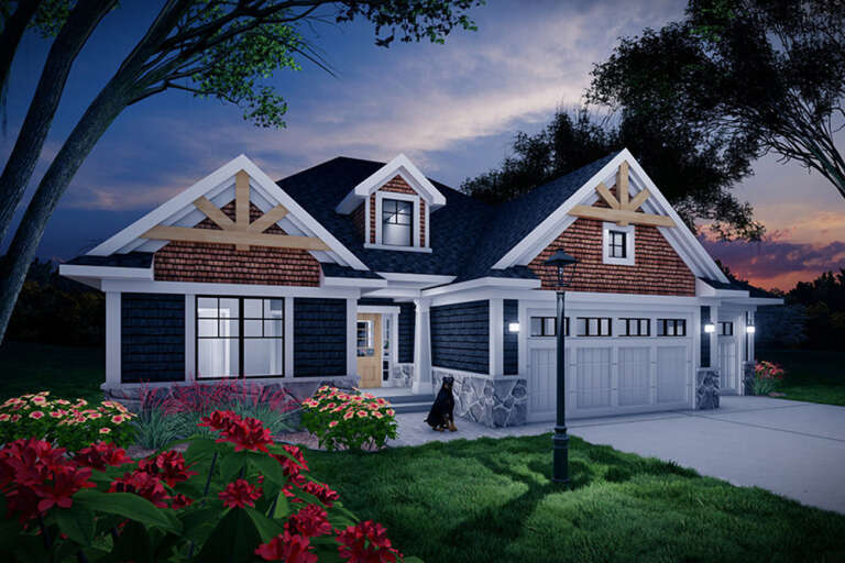 House Plan House Plan #32866 Angled Front Elevation 