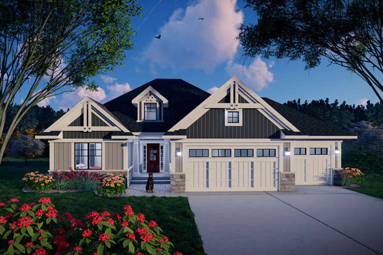 House Plan House Plan #32869 Angled Front Elevation 