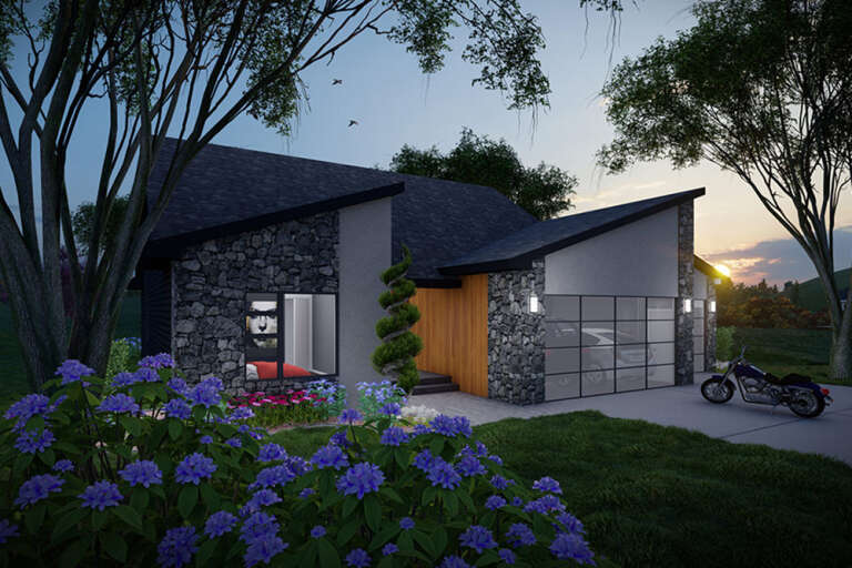 House Plan House Plan #32870 Angled Front Elevation 