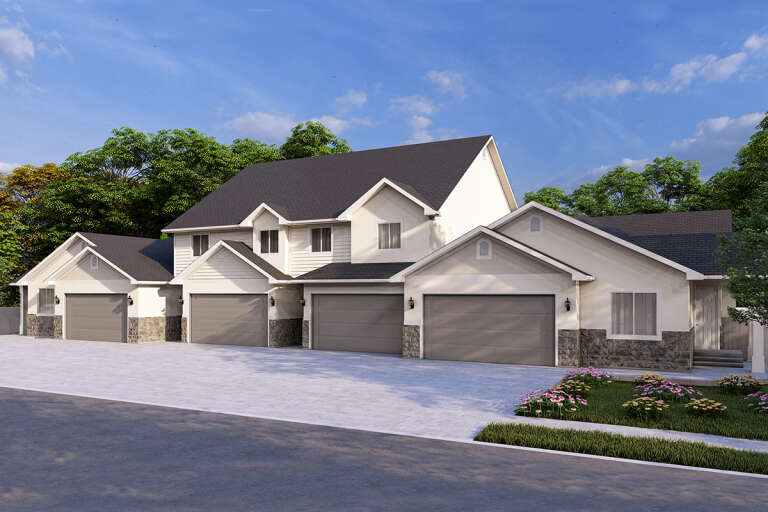 Fourplex Images Traditional Fourplex Plan - 2,228 Square Feet, 3-4 Bedrooms, 3.5 ...