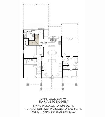 Main Floor w/ Basement Stairs Location for House Plan #4534-00140