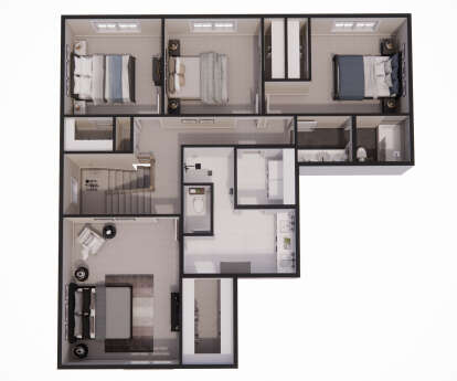 Overhead Second Floor for House Plan #098-00503