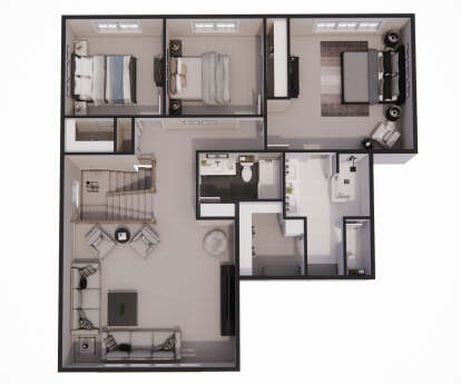 Overhead Second Floor for House Plan #098-00505