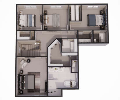 Overhead Second Floor for House Plan #098-00510