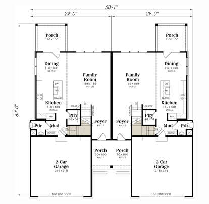 Main Floor w/ Basement Stairs Location for House Plan #009-00442