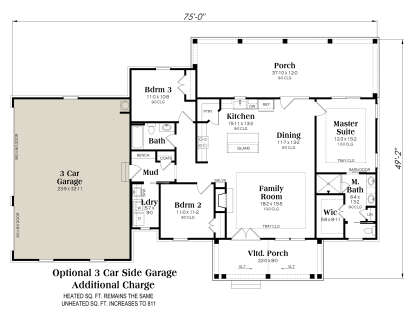 Main Floor w/ Optional 3 Car Garage for House Plan #009-00443