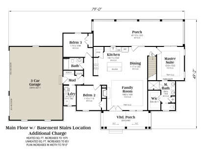Basement Foundation w/ Optional 3 Car Garage for House Plan #009-00443
