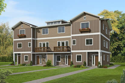 Fourplex Images Traditional Fourplex Plan - 1,222 Square Feet, 2-3 Bedrooms, 3 ...