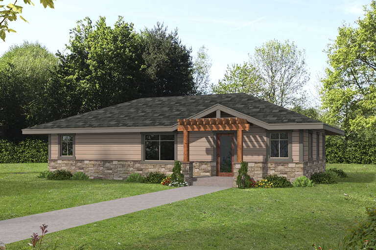 House Plan House Plan #32986 Angled Front Elevation