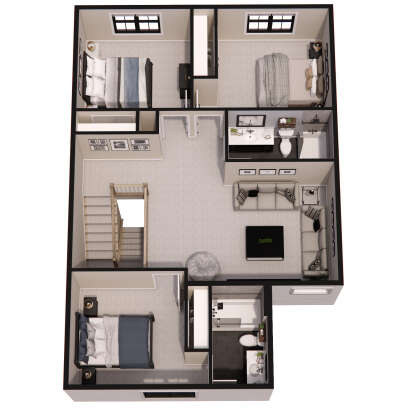 Overhead Second Floor for House Plan #098-00514