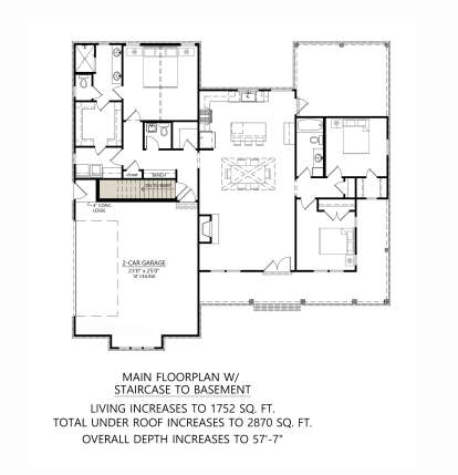 Main Floor w/ Basement Stairs Location for House Plan #4534-00141