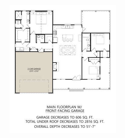 Main Floor w/ 2-Car Front Entry Garage Option for House Plan #4534-00141