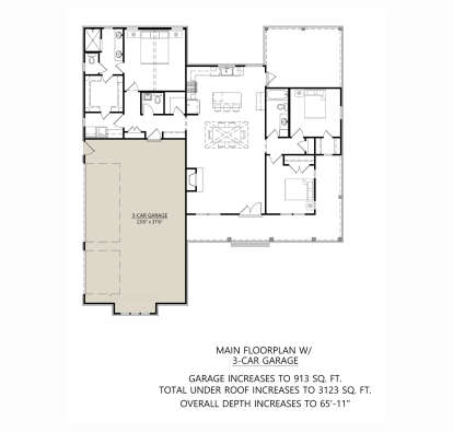 Main Floor w/ 3 Car Side Garage Option for House Plan #4534-00141