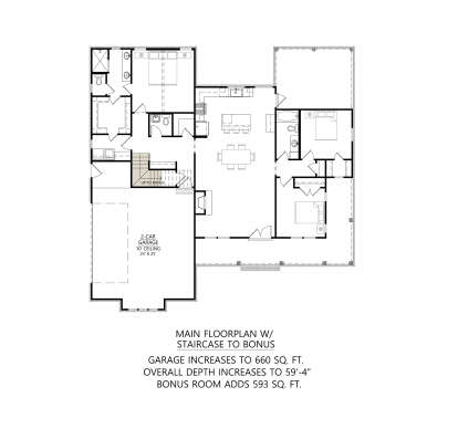 Main Floor w/ Optional Bonus Room Stairs  for House Plan #4534-00141