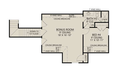 Optional Bonus Room for House Plan #4534-00141