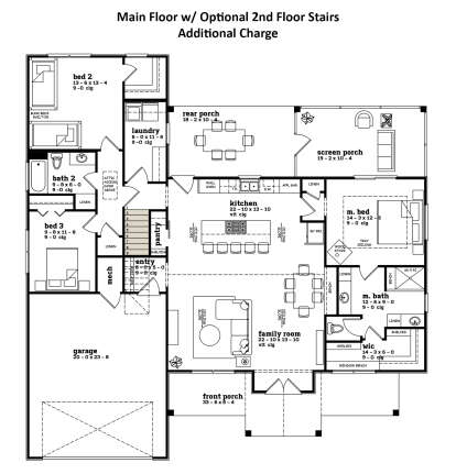 Main Floor w/ Optional 2nd Floor Stairs for House Plan #7174-00033