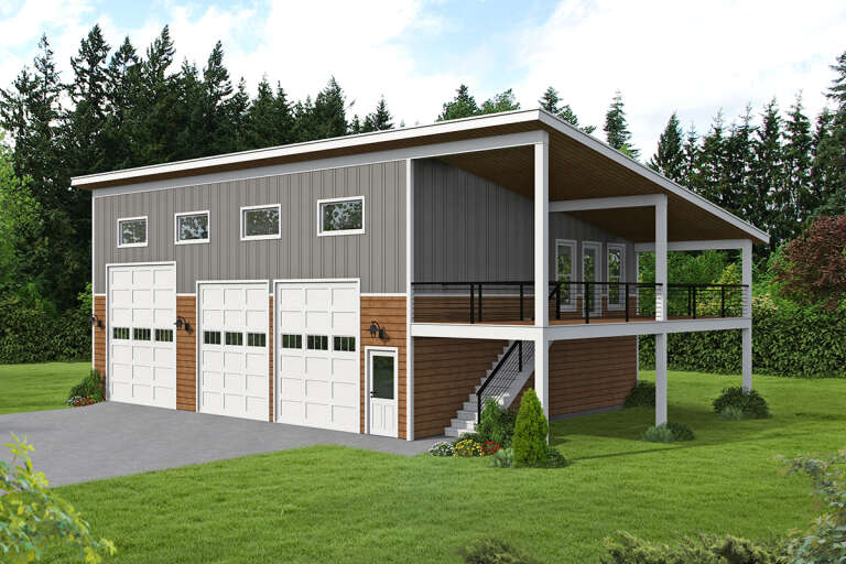 Modern 3 Car Garage Plan - 2,084 Square Feet, 1 Bedroom, 1 Bathroom ...