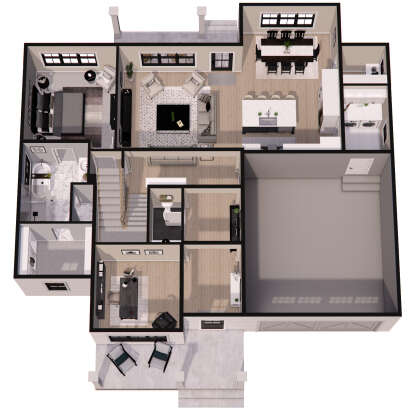 Overhead First Floor for House Plan #098-00517