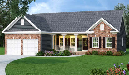 3 Bed, 2 Bath, 1566 Square Foot House Plan - #009-00016